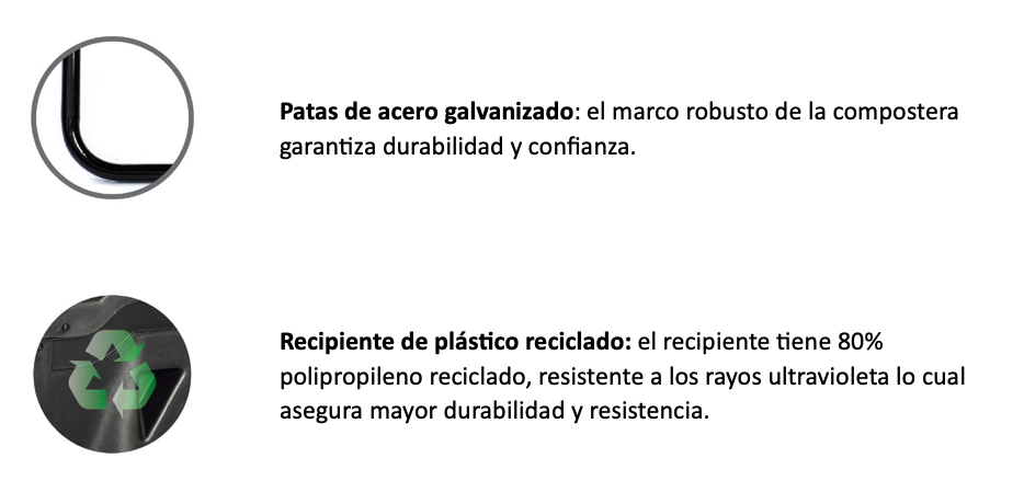 Compostera giratoria de plástico reciclado modelo KS-100 - Imagen 8